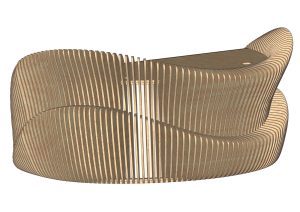 Parametric plywood DJ table shown from another angle Title: