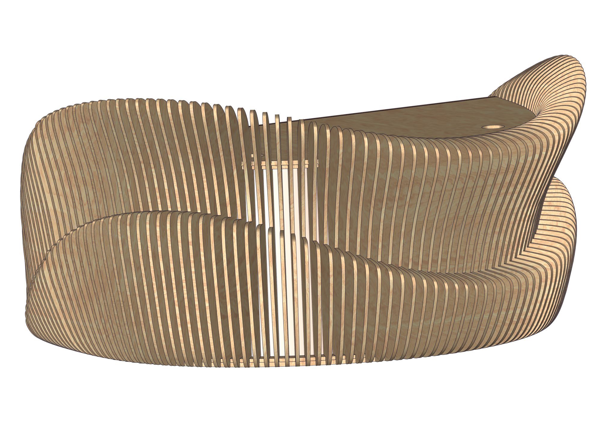 Parametric plywood DJ table shown from another angle Title: